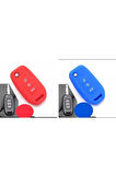 2 Adet Megane 4 Joy - Clio 5 Ve Koleos Silikon Anahtar Koruma Kılıfı Kırmızı Ve Mavi Renk