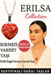 Sertifikalı Kalp Model Kırmızı Varisit Doğal Taş Kolye – Güven ve İlham Verir