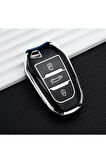 Citröen C3 C4 C5 Aircross Anahtar Koruma Kılıf Anahtarsız Çaliştırma 2.resime Bakınız Siyah/Krom
