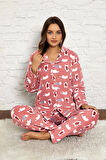 Nisanca Kadın Kışlık Welsoft Peluş Polar  Düğmeli Pijama Takımı