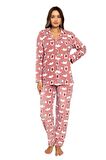 Nisanca Kadın Kışlık Welsoft Peluş Polar  Düğmeli Pijama Takımı