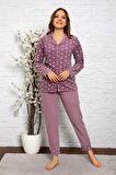 Nisanca Kadın Kışlık Welsoft Peluş Polar  Düğmeli Pijama Takımı