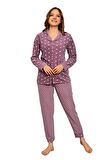 Nisanca Kadın Kışlık Welsoft Peluş Polar  Düğmeli Pijama Takımı