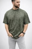Erkek Premium Tişört OSY Yumuşak Dokulu Yıkamalı Oversize T-Shirt - Haki