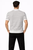 Erkek Triko Polo Yaka Fermuarlı Çizgili Tişört T-Shirt Yazlık Şık - Beyaz