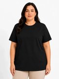 Battal Big Size Basic Tişört Bisiklet Yaka Rahat Kalıp T-Shirt - Siyah