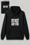 Sevgililer Günü Beyci Hediye Baskılı Oversize Kapüşonlu Sweatshirt - Siyah