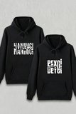 Sevgililer Günü Beyci Hediye Baskılı Oversize Kapüşonlu Sweatshirt - Siyah