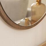 Dfn Wood Kahverengi  Mdf Yuvarlak Duvar Salon Banyo Aynası 70x70 Cm