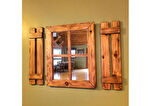 Dfn Wood Ahşap Rustik Dikdörtgen Pencere Ayna 50 x 65  Cm
