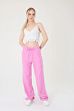 Kadın Pembe Keten Karışımlı Bol Kesim Pantolon