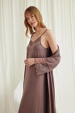 Arias Closet Dekolteli Yakası ve Kolu Dantelli Sabahlık Takımı