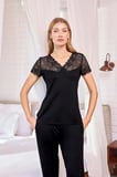 Arias Closet Kısa Kollu ve Dantelli V Yaka Pijama Takımı