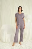 Arias Closet Kısa Kollu V Yakalı Dantelli Pijama Takımı