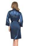 Arias Closet Lacivert Kısa Saten Bride Sabahlık