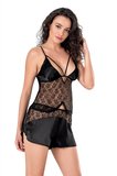 Arias Closet Siyah Saten Babydoll Şort Takımı