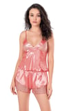 Arias Closet Mercan Saten Babydoll Şort Takımı