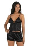 Arias Closet Siyah Saten Şort Takımı