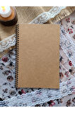 A5 Kalın Kraft Kapak 110 Gr Beyaz İç 30 yaprak 60 Sayfa Defter, Scrapbook, Bullet Journal İçin Uygun