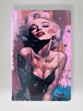 Marilyn Monroe Temalı Özel Tasarım Kapaklı Çizgili Defter – 80 Yaprak Ajanda / Günlük
