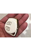 Suzuki ALTO SWİFT BALENO SX4 GRAND VİTARA JİMNY ANAHTAR KORUMA KILIFI BEYAZ/GOLD