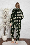 Nisanca Desenli Tam Peluş Kışlık Yılbaşı Kadın Pijama Takımı 