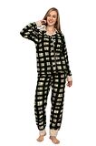 Nisanca Desenli Tam Peluş Kışlık Yılbaşı Kadın Pijama Takımı 