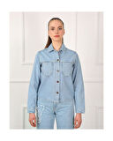 Kelebek Nakışlı Ceket-mavi 