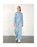 Kelebek Nakışlı Ceket-mavi 