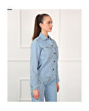 Kelebek Nakışlı Ceket-mavi 