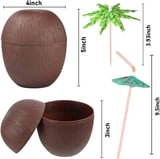 Hindistan Cevizi Hawaii Luau Aloha Pipetli İçecek Kabı Bardak 10x13 cm 1 Adet