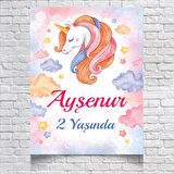 Unicorn Temalı Doğum Günü Afişi 35X50 cm