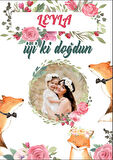 Çiçekler ve Tilki Temalı Doğum Günü Afişi - 50x70 Cm