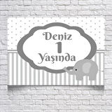Çizgili Fil Temalı Doğum Günü Afişi 70X100 cm