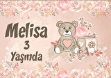 Pembe Ayıcık Temalı Doğum Günü Afişi - 35x50 Cm