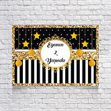 Siyah Beyaz Çizgili Gold Çerçeveli Doğum Günü Afişi 100X150 cm