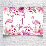 Flamingo Temalı Doğum Günü Afişi 35X50 cm