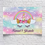 Unicorn Temalı Doğum Günü Afişi 100x150 cm