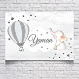 Balon ve Fil Temalı Doğum Günü Afişi 100X150 cm