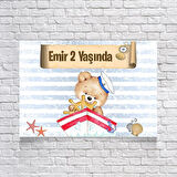 Denizci Ayıcık Temalı Doğum Günü Afişi 35x50 Cm