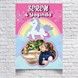 UNICORN TEMALI DOĞUM GÜNÜ AFİŞİ 100X150 cm