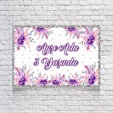 Mor Çiçek Temalı Doğum Günü Afişi 70X100 cm