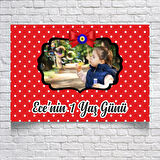 Kırmızı Puantiyeli Doğum Günü Afişi 35X50 cm