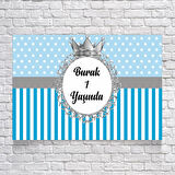 Mavi Çizgili Puantiyeli Doğum Günü Afişi 100X150 cm