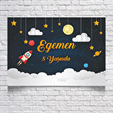 Uzay Temalı Doğum Günü Afişi 70X100 cm