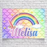 Unicorn ve Gökkuşağı Temalı Doğum Günü Afişi 50 x 70