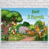 Safari Temalı Doğum Günü Afişi 70 x 100