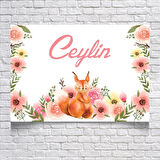 Çiçekli Sincap Temalı Doğum Günü Afişi 50X70 cm