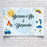 Mavi Oyuncak Temalı Doğum Günü Afişi 35x50 Cm