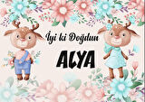 Sevimli Keçi Temalı Doğum Günü Afişi 100x150 cm